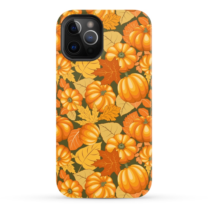 iPhone 12 Pro StrongFit Pumpkins and Autumn Leaves Party by BluedarkArt