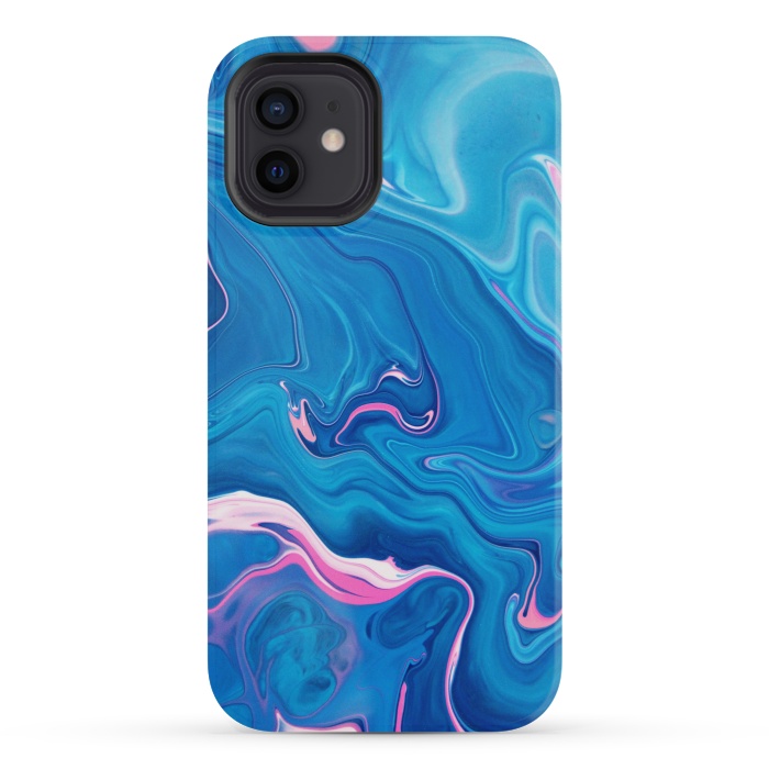 iPhone 12 mini StrongFit Abstract Marble Painting Blue Pink Orange by ArtsCase