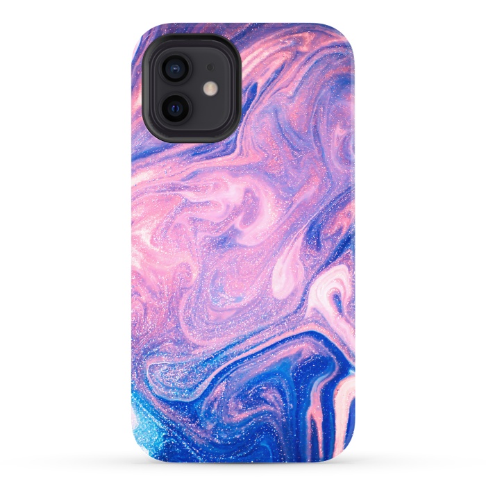 iPhone 12 StrongFit Pink and Blue Marbling art by ArtsCase