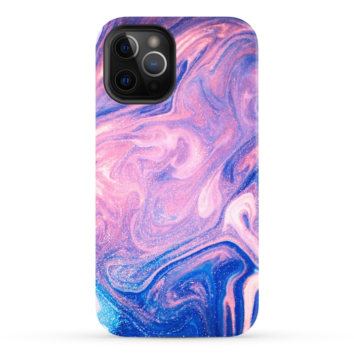 iPhone 12 Pro StrongFit Pink and Blue Marbling art by ArtsCase
