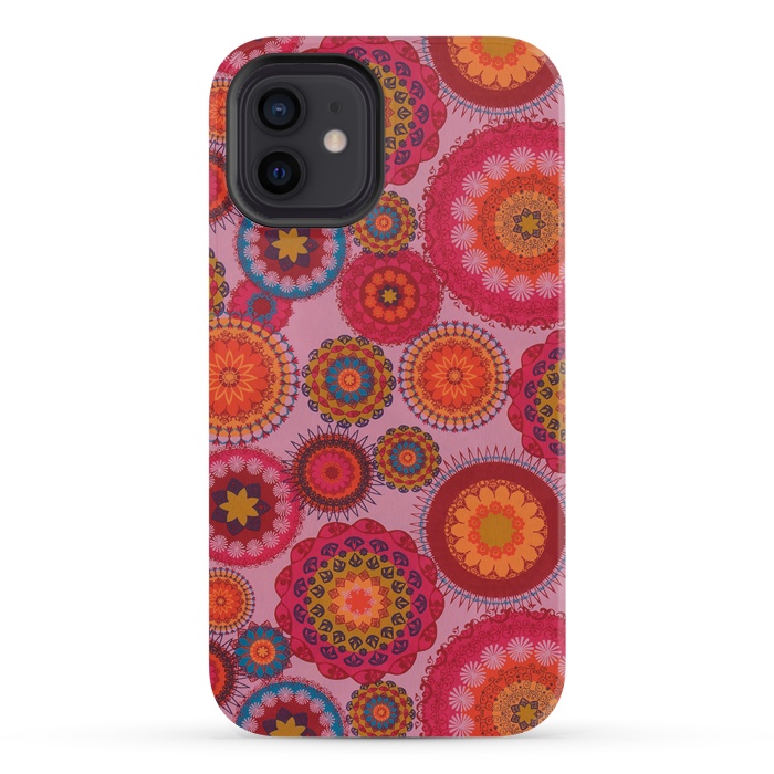 iPhone 12 StrongFit scattered mosaics in magenta by ArtsCase