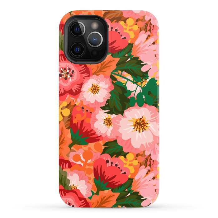 iPhone 12 Pro StrongFit Bouquet of flowers in pom poms and dahlias by ArtsCase