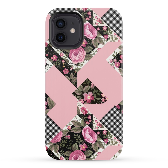 iPhone 12 mini StrongFit elegant roses with pink background by ArtsCase