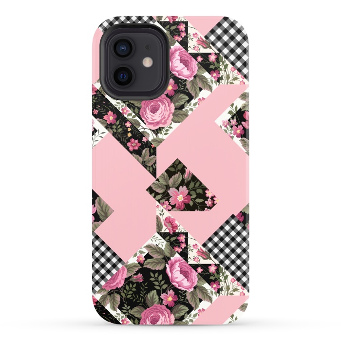 iPhone 12 StrongFit elegant roses with pink background by ArtsCase