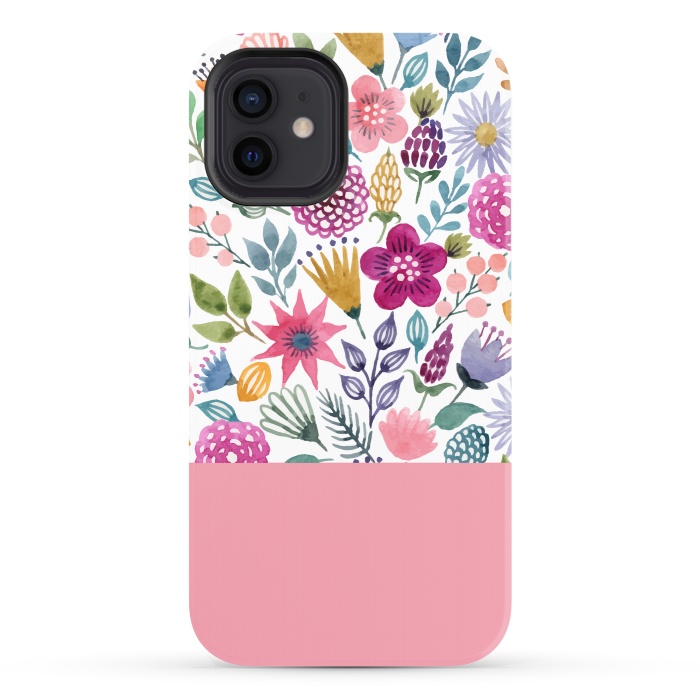 iPhone 12 StrongFit watercolor flowers for summer by ArtsCase