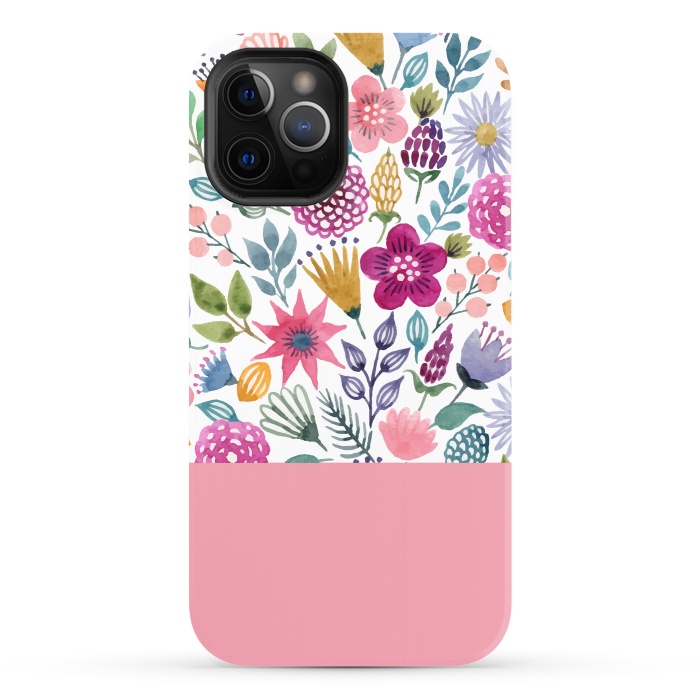 iPhone 12 Pro StrongFit watercolor flowers for summer by ArtsCase