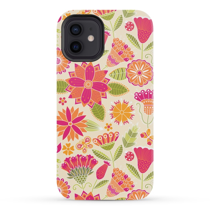 iPhone 12 mini StrongFit geometric colored flowers by ArtsCase