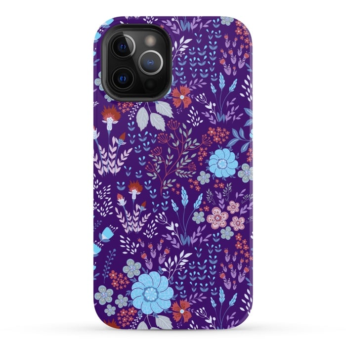 iPhone 12 Pro StrongFit tiny flowers in cold colors by ArtsCase