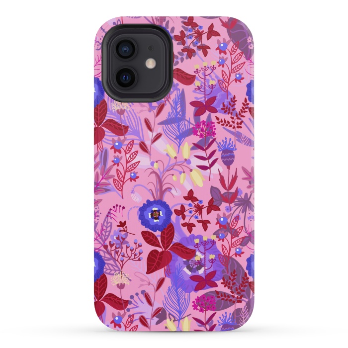 iPhone 12 mini StrongFit between flowers with pink and purple by ArtsCase