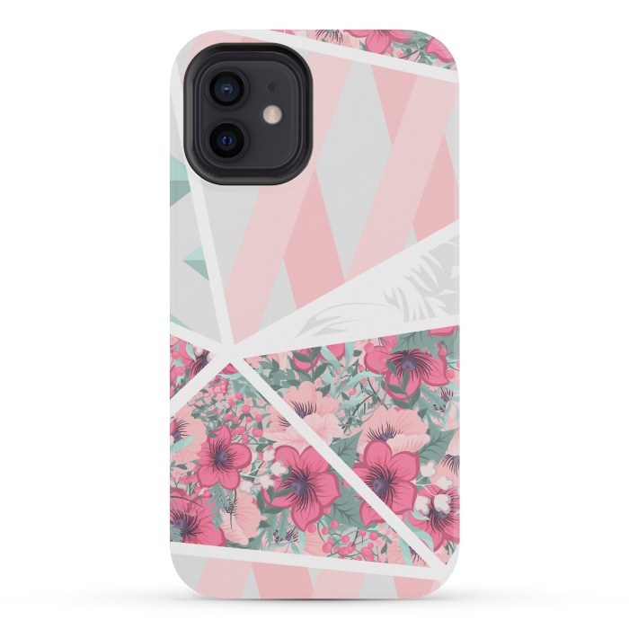 iPhone 12 mini StrongFit PINK PATCHWORK FLORAL by MALLIKA