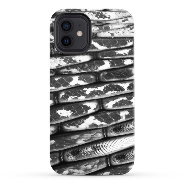 iPhone 12 StrongFit Black and white snake skin pattern by Oana 