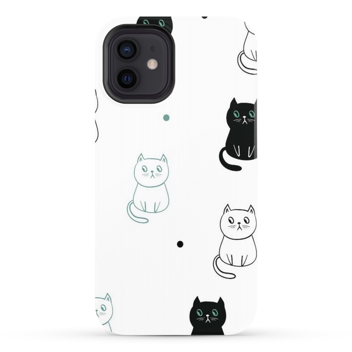 iPhone 12 StrongFit minimal cats by haroulita