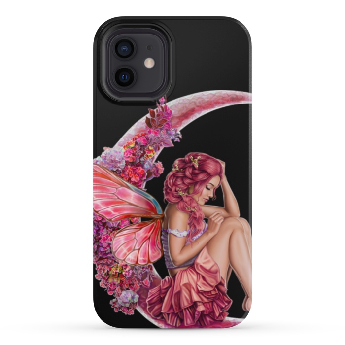 iPhone 12 mini StrongFit pink moon fairy by haroulita