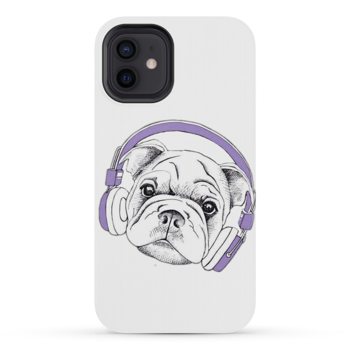 iPhone 12 mini StrongFit french bulldog listening music by haroulita