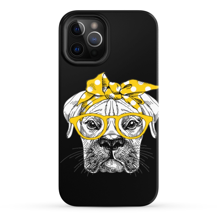 iPhone 12 Pro StrongFit cute dog with glasses by haroulita
