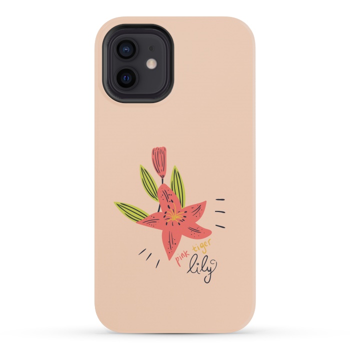 iPhone 12 mini StrongFit pink tiger lily flowers by Lovi Dianti