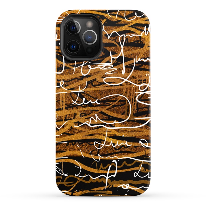 iPhone 12 Pro StrongFit Gold text writing abstract art case by Josie