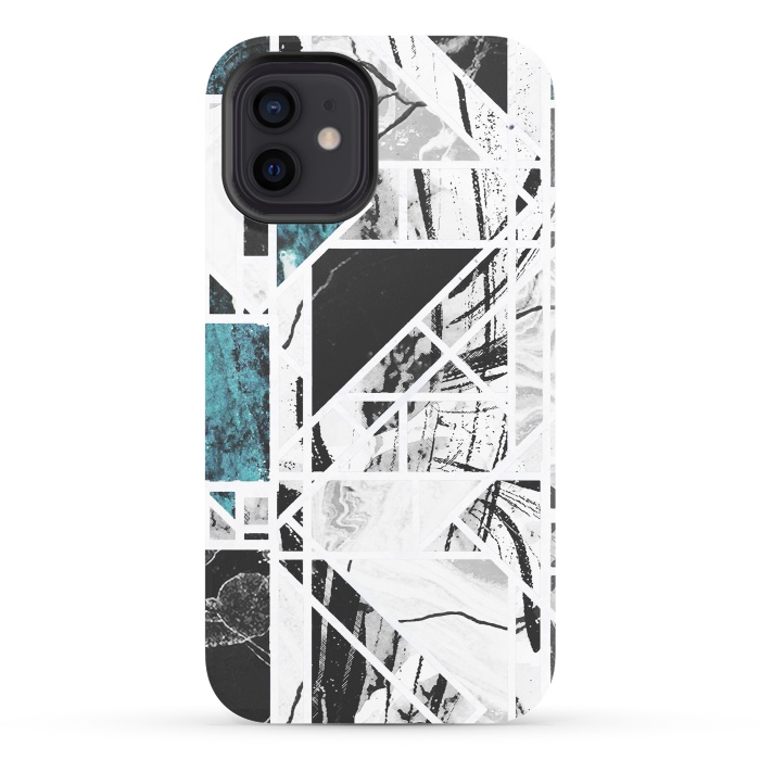 iPhone 12 StrongFit Ink brushed marble tiles by Oana 