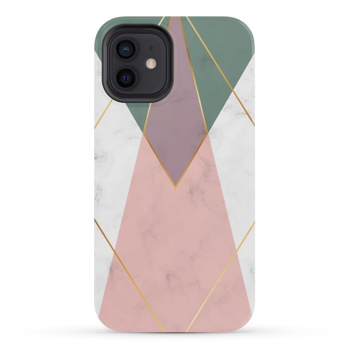 iPhone 12 mini StrongFit Fashion Marble Design with golden lines by ArtsCase