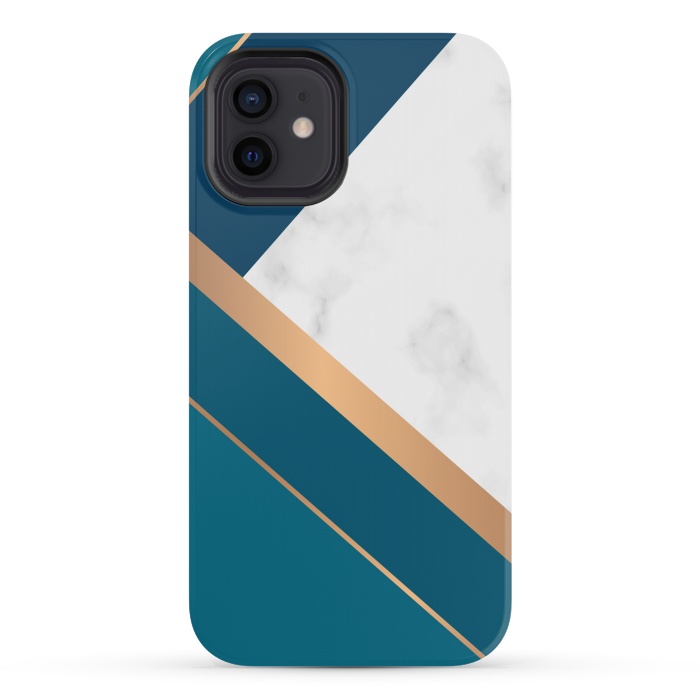 iPhone 12 mini StrongFit Marble gold triangles on the marble design by ArtsCase