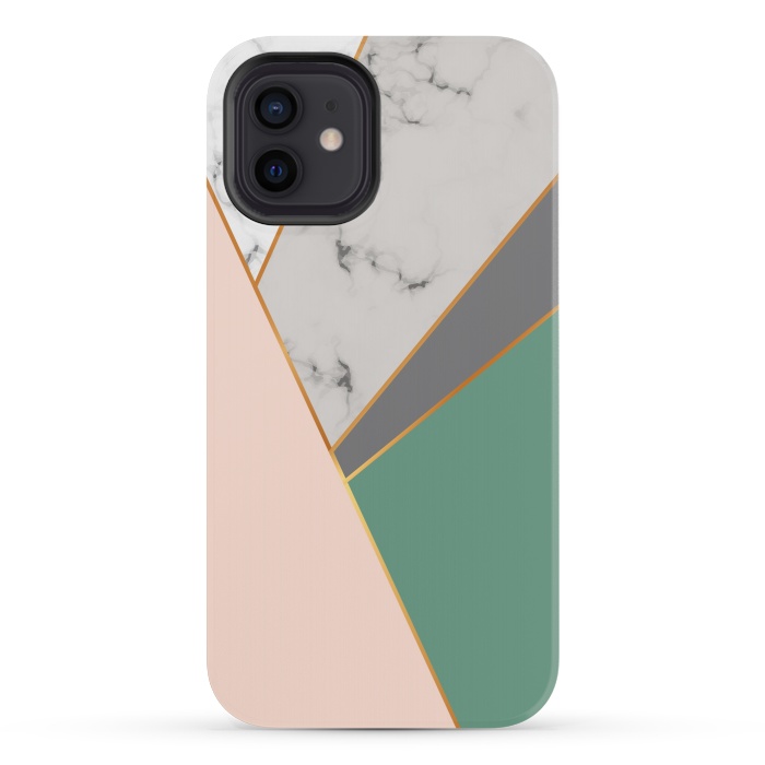 iPhone 12 mini StrongFit Modern Geometric Design with golden lines by ArtsCase