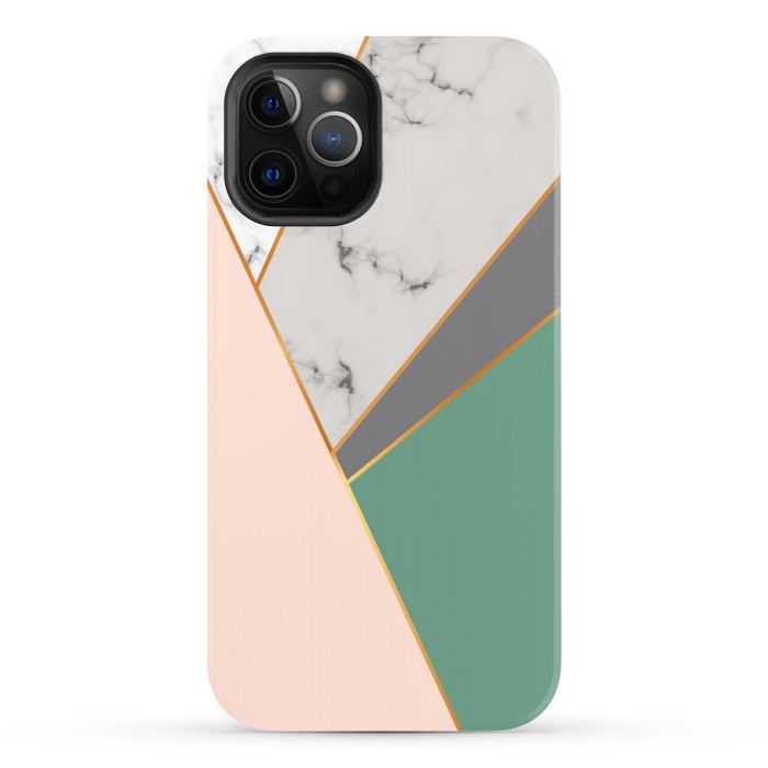 iPhone 12 Pro StrongFit Modern Geometric Design with golden lines by ArtsCase