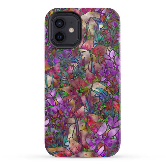 iPhone 12 StrongFit Floral Abstract Stained Glass G175 by Medusa GraphicArt