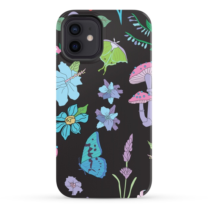 iPhone 12 StrongFit Garden Witch Pastel Mushrooms, Flowers, Butterflies by Luna Elizabeth Art