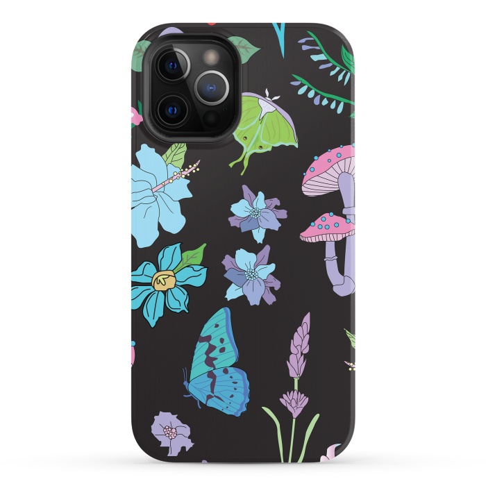 iPhone 12 Pro StrongFit Garden Witch Pastel Mushrooms, Flowers, Butterflies by Luna Elizabeth Art