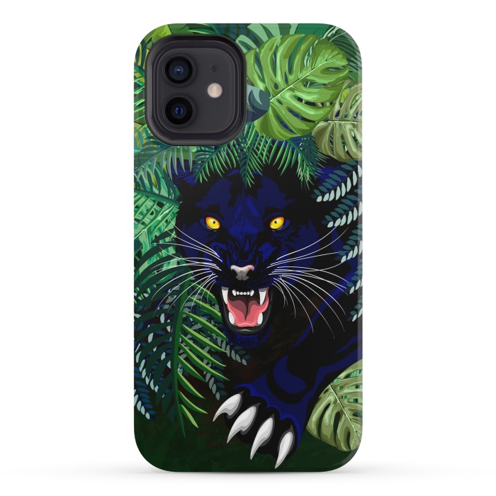 iPhone 12 mini StrongFit Black Panther Spirit coming out from the Jungle by BluedarkArt