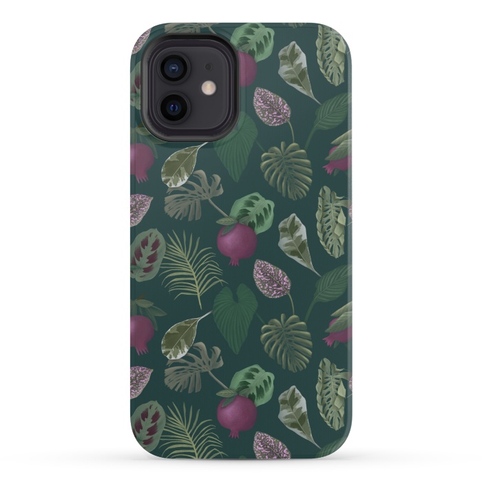 iPhone 12 mini StrongFit Pomegranates & Palm Leaves by Tishya Oedit