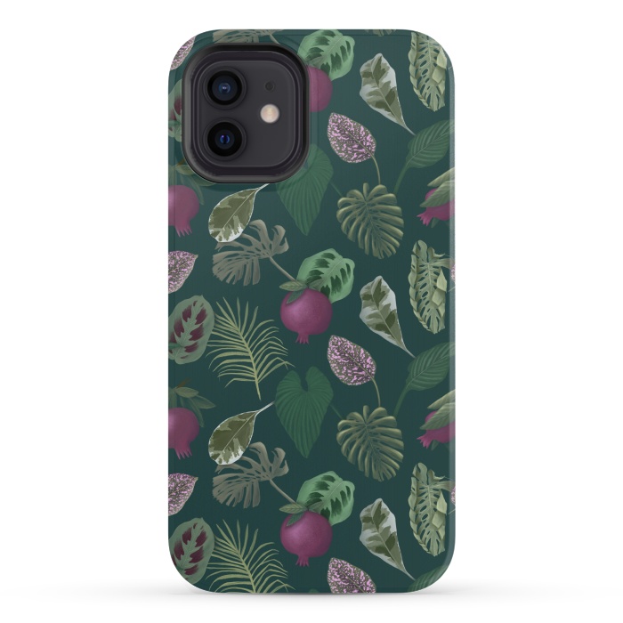 iPhone 12 StrongFit Pomegranates & Palm Leaves by Tishya Oedit