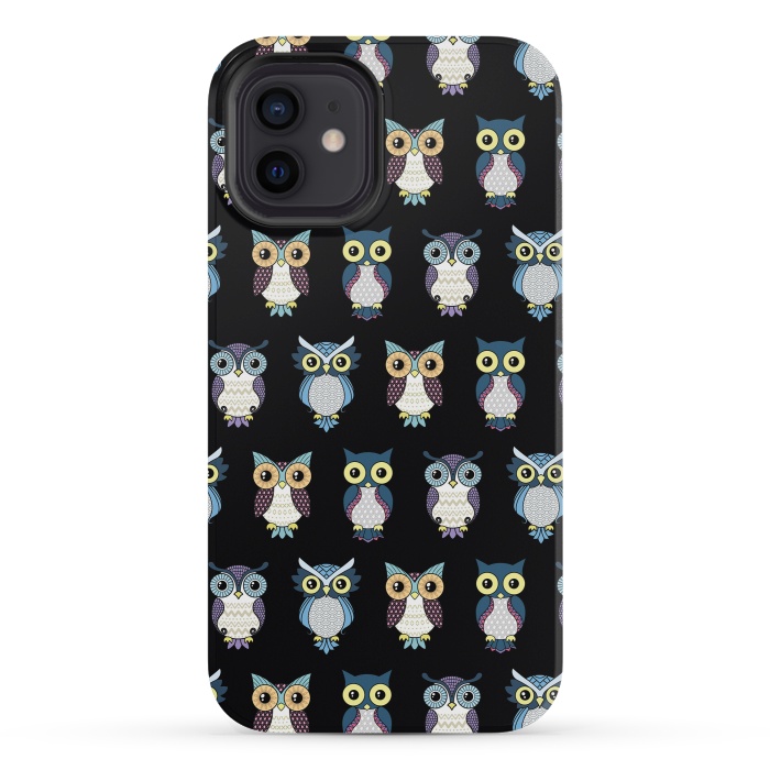 iPhone 12 mini StrongFit Owls pattern by Laura Nagel