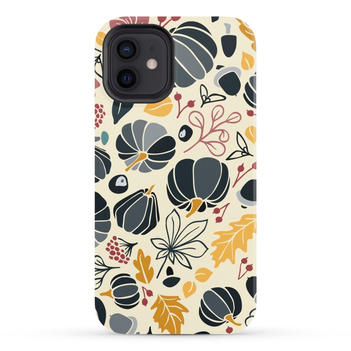 iPhone 12 StrongFit Fall Fruits in Navy and Yellow by Paula Ohreen