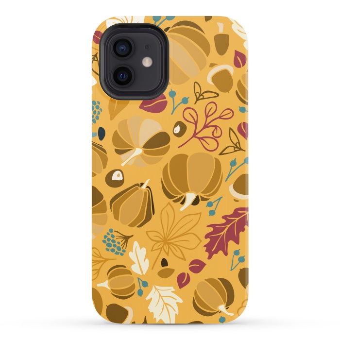 iPhone 12 StrongFit Fall Fruits in Mustard and Red by Paula Ohreen
