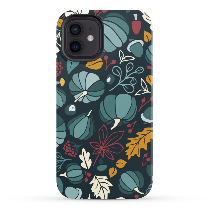 iPhone 12 StrongFit Fall Fruits in Navy and Red by Paula Ohreen