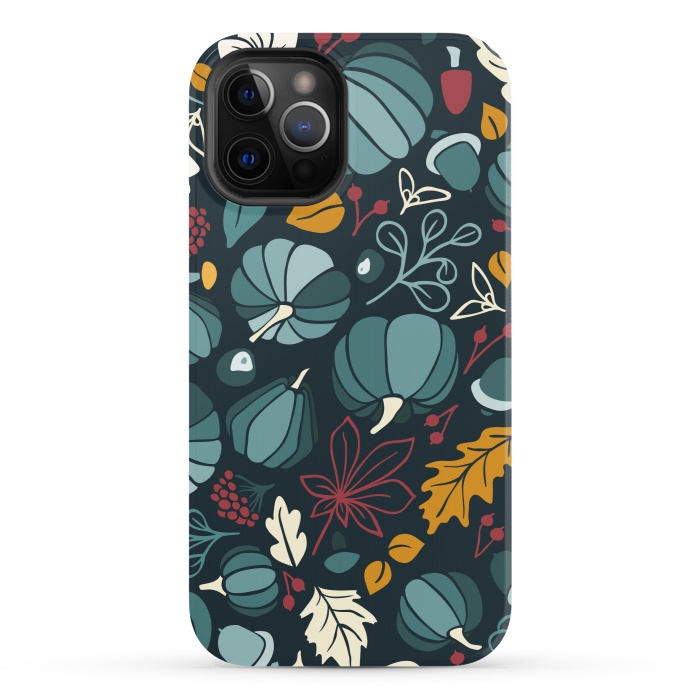 iPhone 12 Pro StrongFit Fall Fruits in Navy and Red by Paula Ohreen