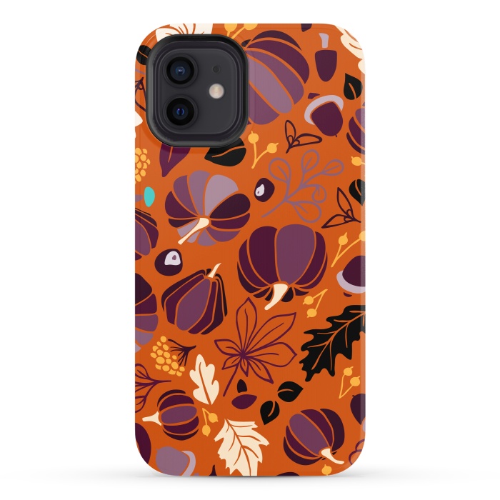 iPhone 12 StrongFit Fall Fruits in Orange and Purple by Paula Ohreen