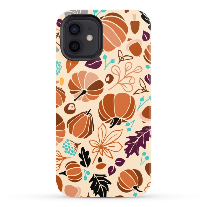 iPhone 12 StrongFit Fall Fruits in Cream and Orange by Paula Ohreen