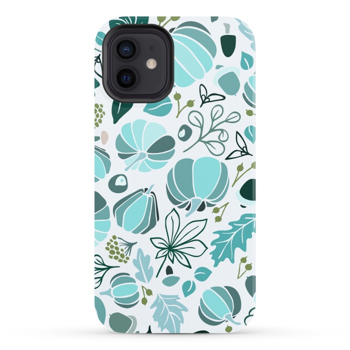 iPhone 12 StrongFit Fall Fruits in Blue and Green by Paula Ohreen