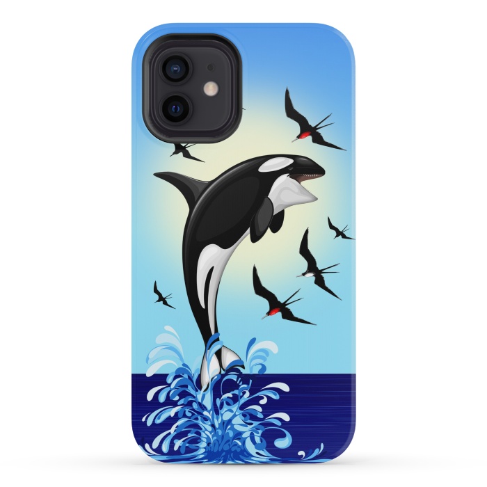 iPhone 12 mini StrongFit Orca Killer Whale jumping out of Ocean by BluedarkArt
