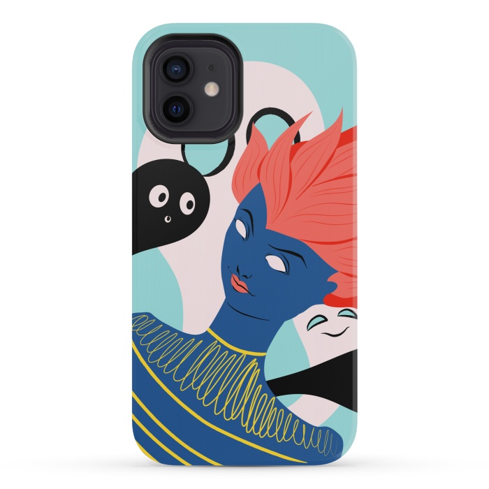 iPhone 12 mini StrongFit Alien Girl With Ghost Imaginary Friends by Boriana Giormova