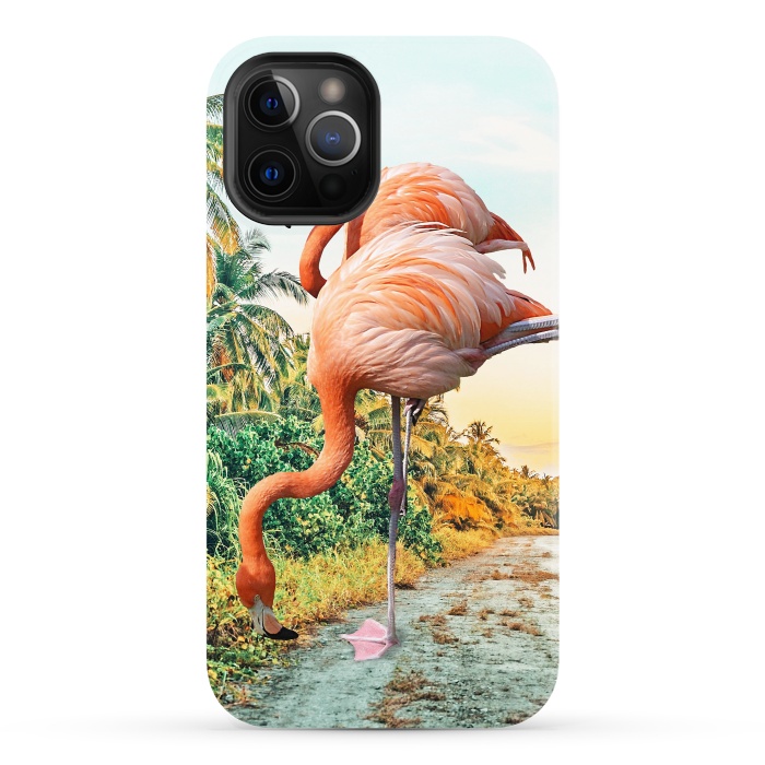 iPhone 12 Pro StrongFit Flamingo Vacay by Uma Prabhakar Gokhale