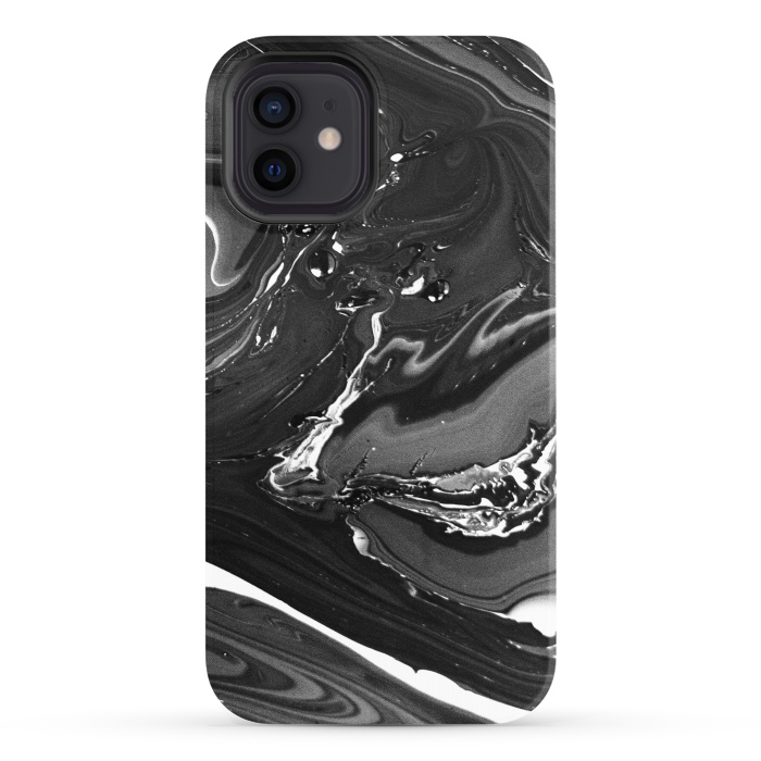iPhone 12 StrongFit black white minimal marble by haroulita