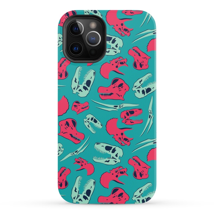 iPhone 12 Pro StrongFit Skull Roll - Teal by Melissa Lee
