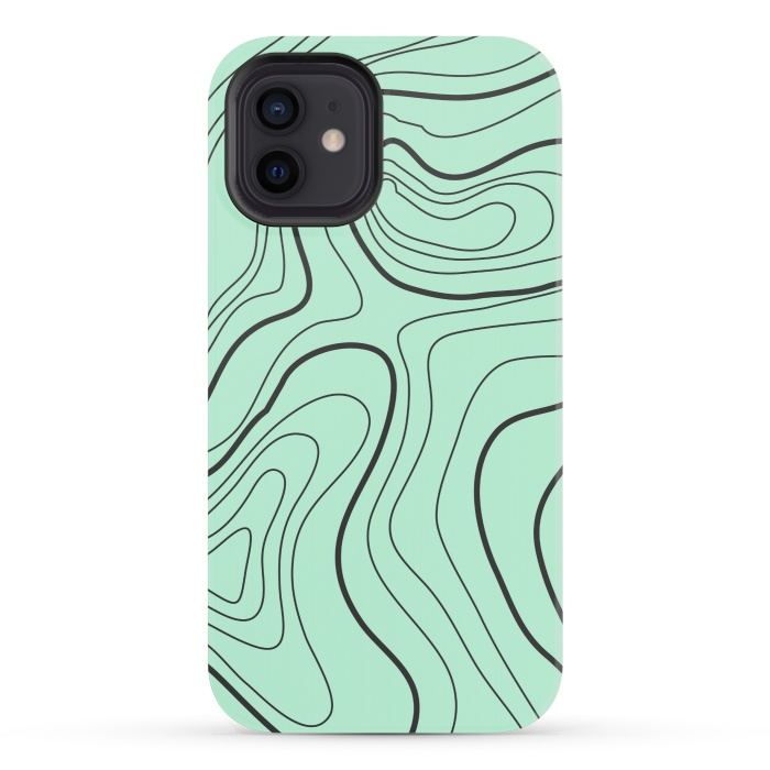iPhone 12 mini StrongFit green abstract lines 2 by MALLIKA
