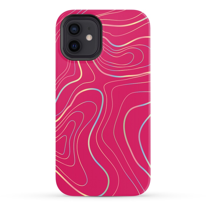 iPhone 12 StrongFit pink golden lines by MALLIKA