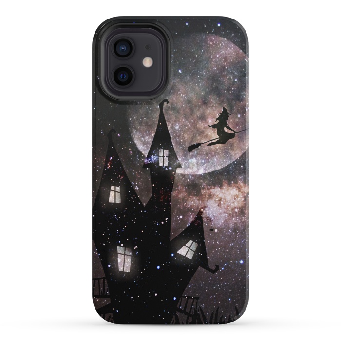 iPhone 12 mini StrongFit Flying witch and dark house at night by Oana 