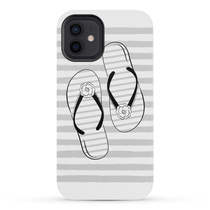 iPhone 12 mini StrongFit Stylish striped flip flops by Martina