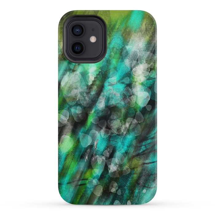 iPhone 12 mini StrongFit Blue green textured abstract digital art by Josie